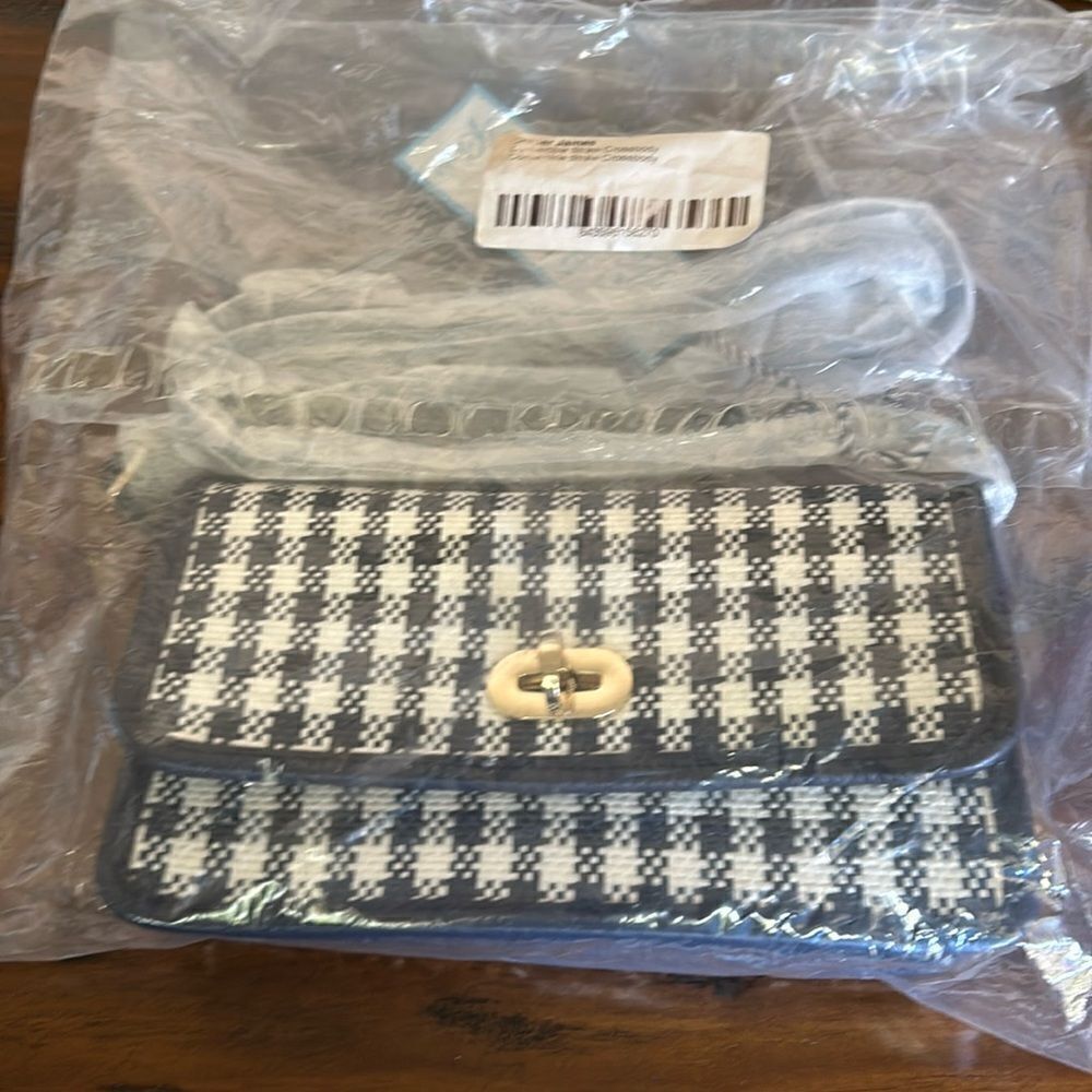Draper James Crossbody convertible straw navy blue Nassau NWT